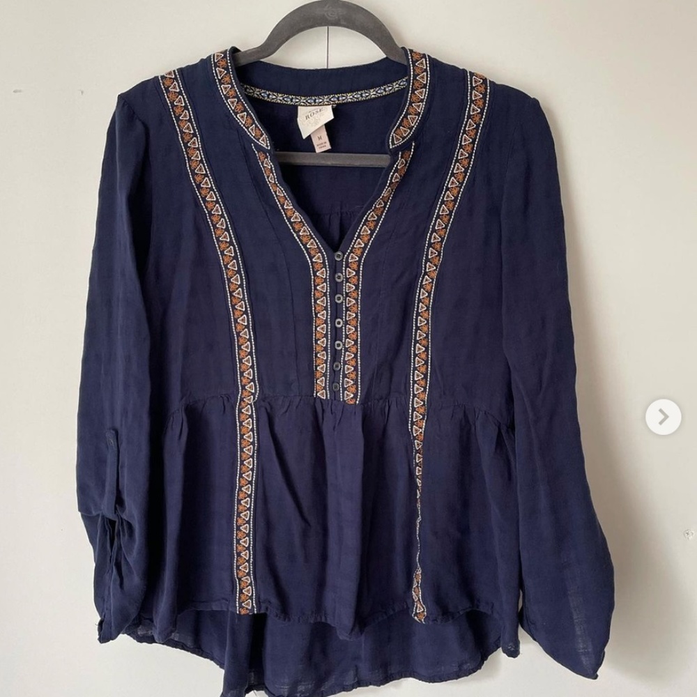 KNOX ROSE navy blue peplum boho medium